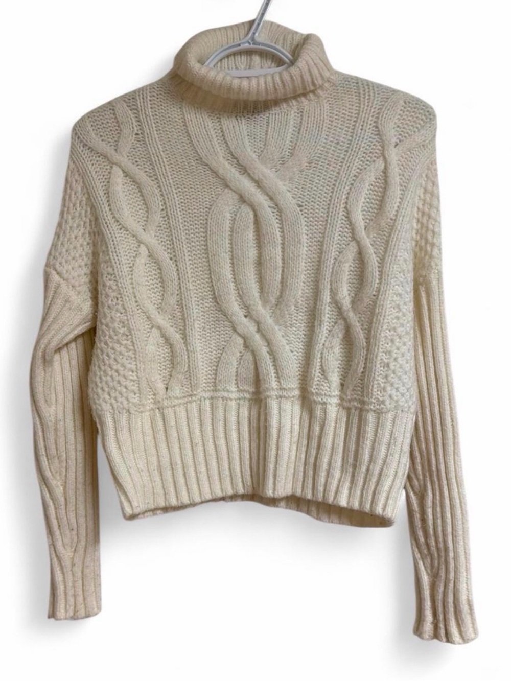 Express Cream Cable Turtleneck Sweater